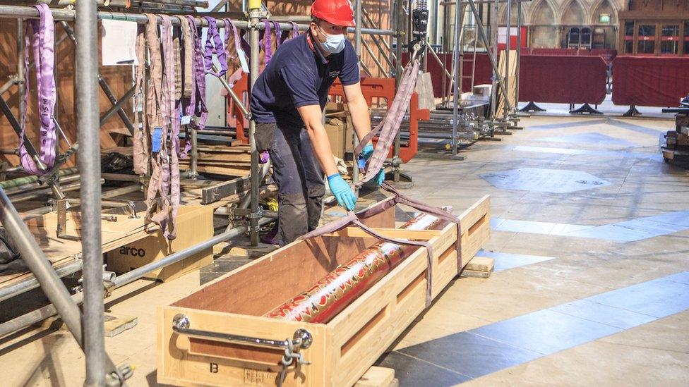 Organ restoration work in York Minster