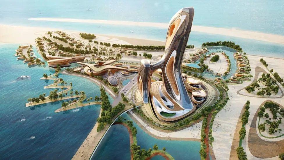 An architect's drawing of Akon City.
