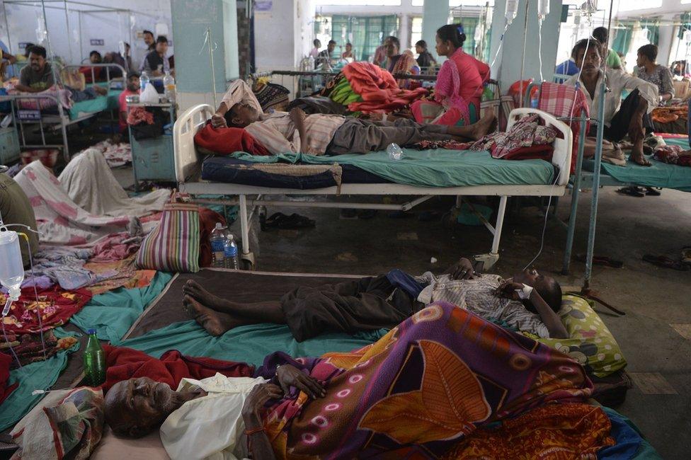 A crowded room in a public hospital in the state of West Bengal