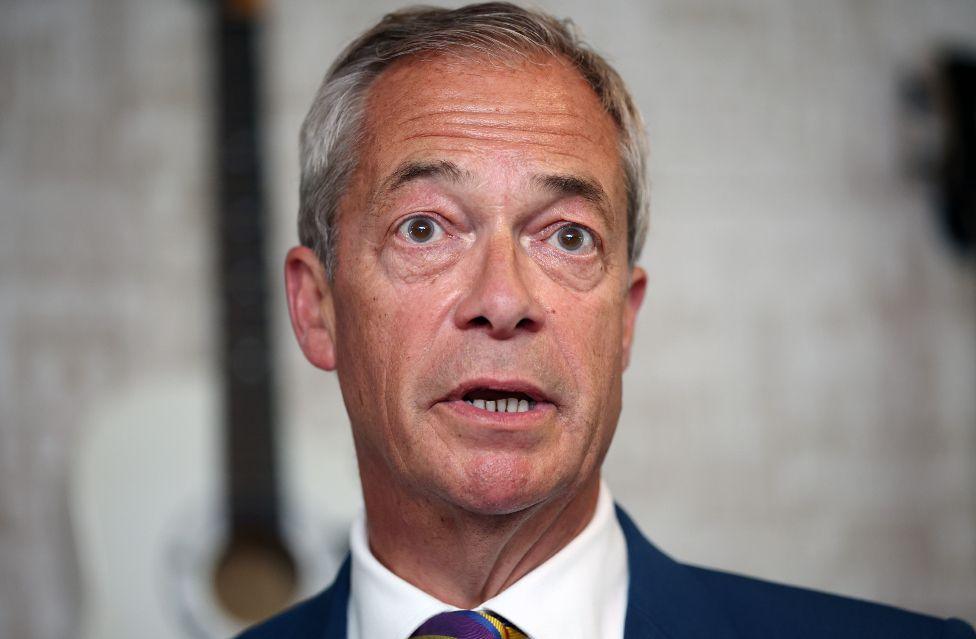 Reform UK leader Nigel Farage speaks to the media at The Dam Bar And Grill on May 08, 2026 in St Helens, England. Voters went to the polls yesterday in the local elections across England. Results counted overnight show widespread losses for the Labour Party. Several key Labour councils have surrendered their majority as Reform UK and the Liberal Democrats make significant gains.