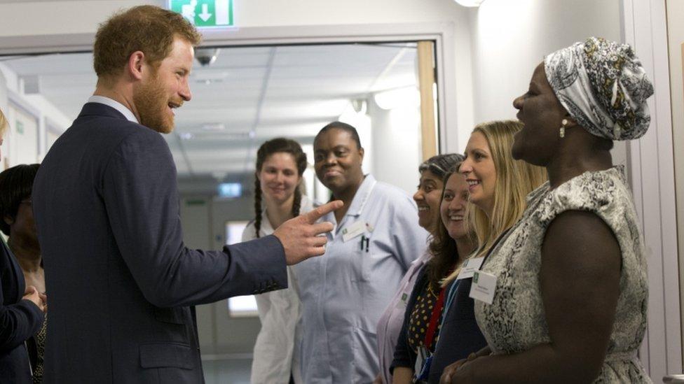 Prince Harry with nursing staff