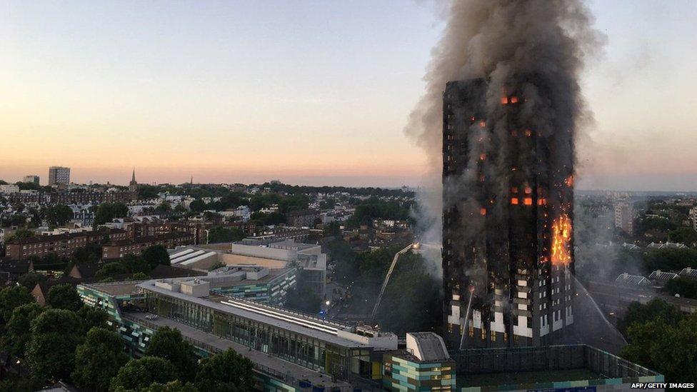 Grenfell Tower on fire