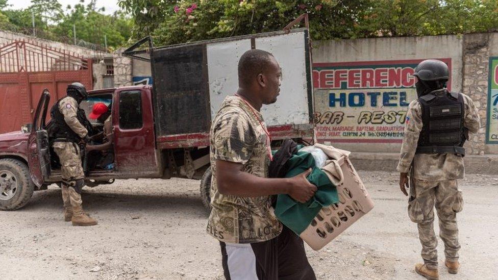 People seek refuge after fleeing their neighbourhoods due to gang violence in Port-au-Prince, Haiti, 02 May 2022