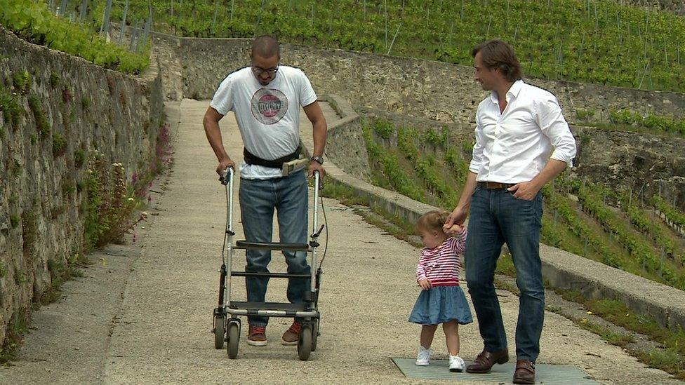 David walking with Gregoire and Charlotte