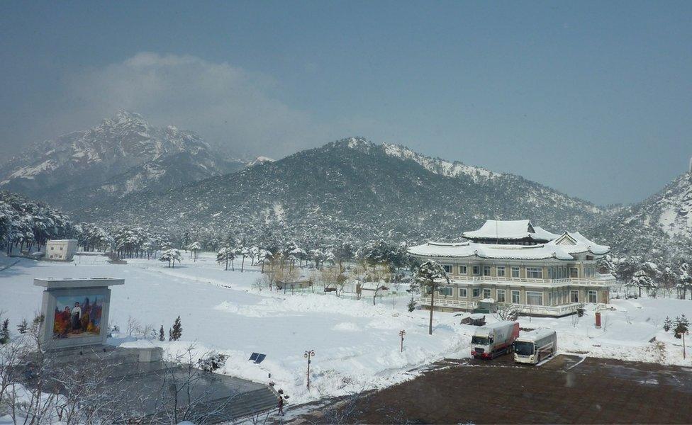 A file photo taken on 21 February 2014 shows a general view of the venue of North and South Korean family reunions at the resort area of Mount Kumgang, North Korea.