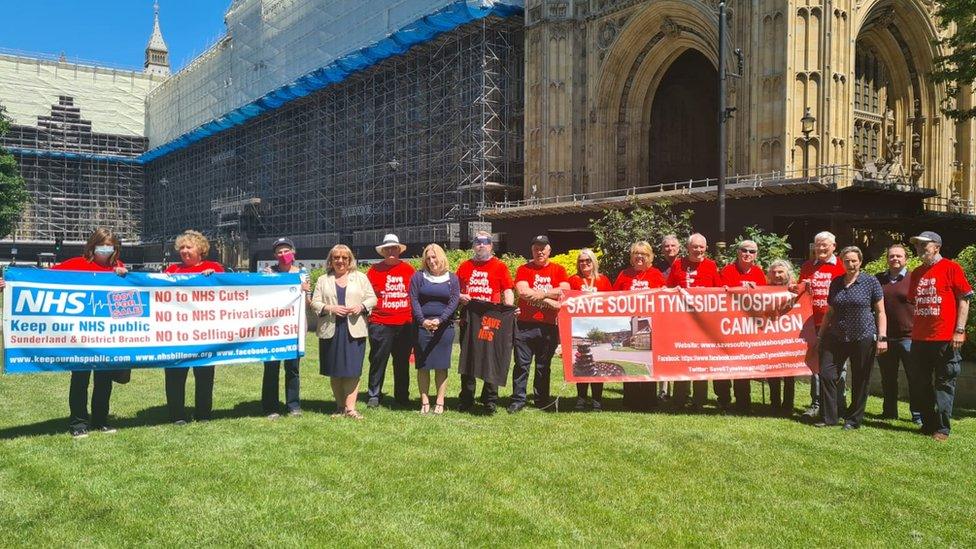 Campaigners and local MPs at Westminster