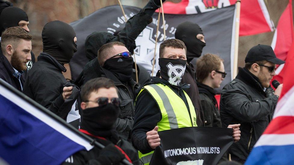 Neo-Nazis and skinheads from across Europe organise a "White Man March" under the banner of "National Action" White Man March, Newcastle, Britain - 21 Mar 2015