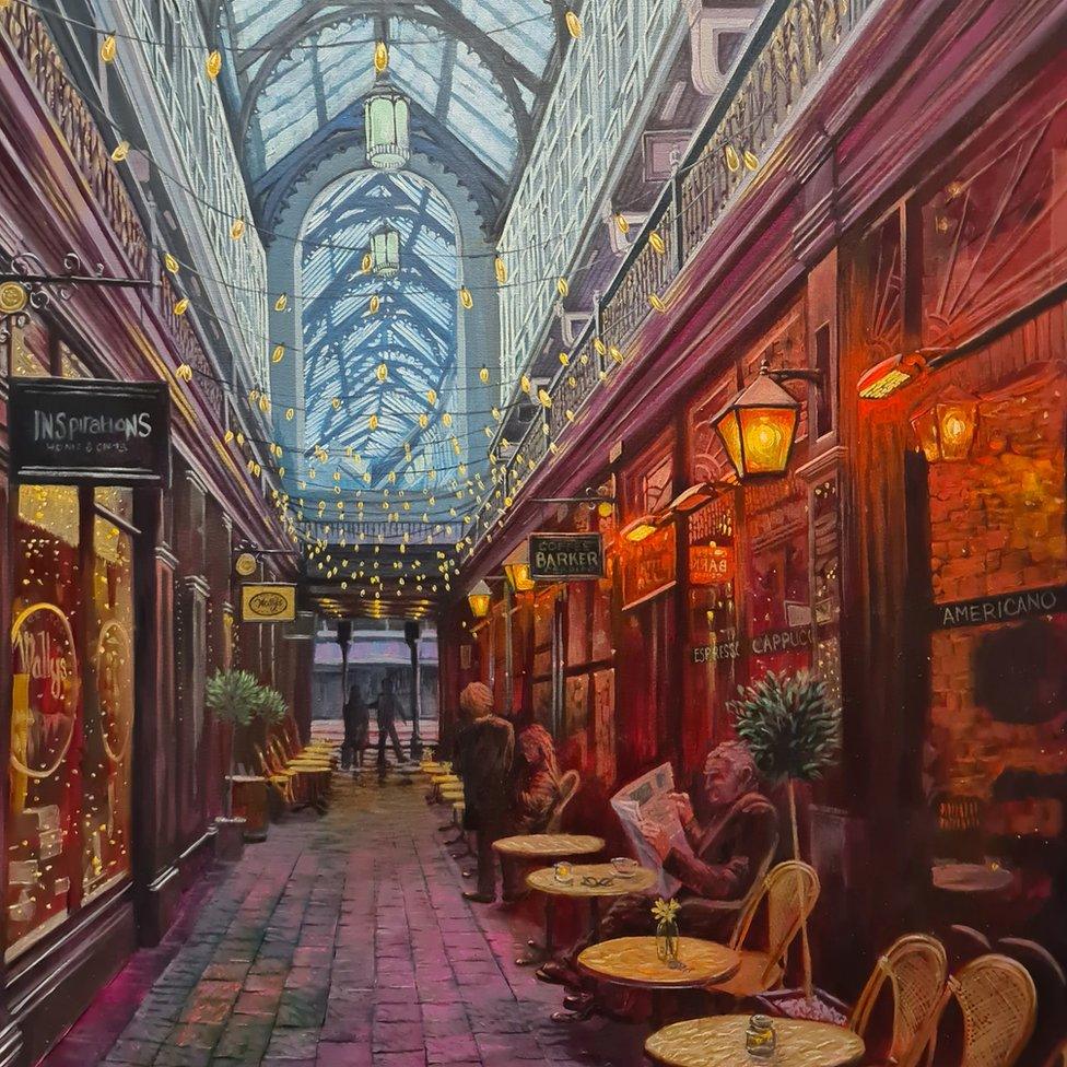 Carl's painting of the Castle Arcade