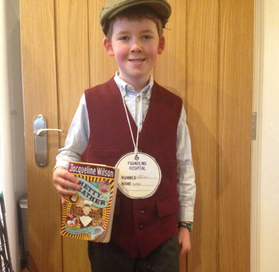 I am going as Gideon from the book Hetty Feather by Jacqueline Wilson. Our school will be doing lots of book activities. My little sister has to wear pyjamas! (Harry, Nottingham, England)