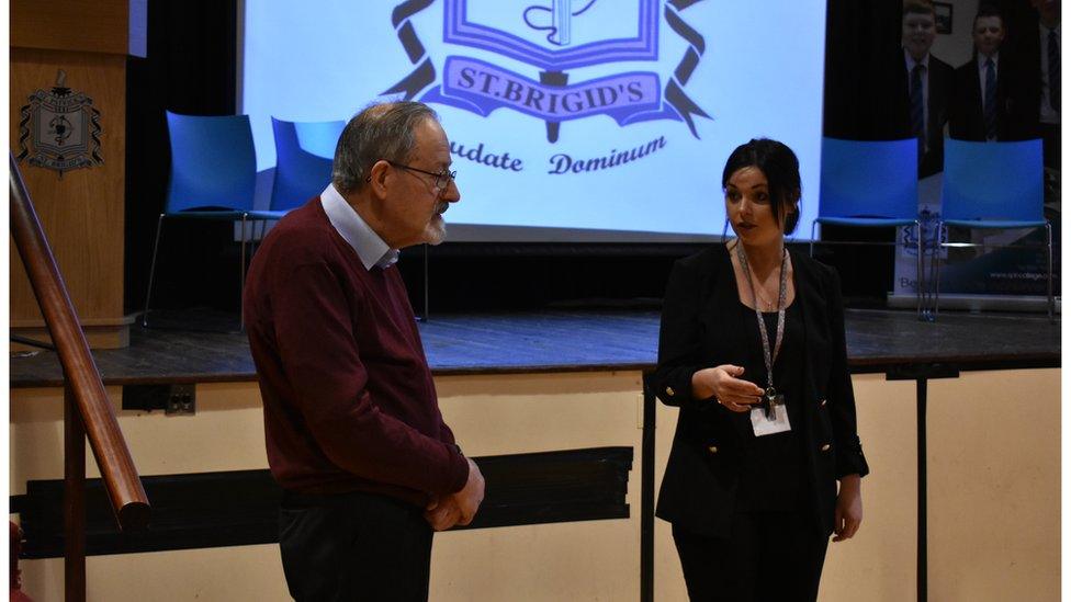 Dr Martin Stern and Colleen O'Kane, head of history at St Patrick's and St Brigid's College, Claudy