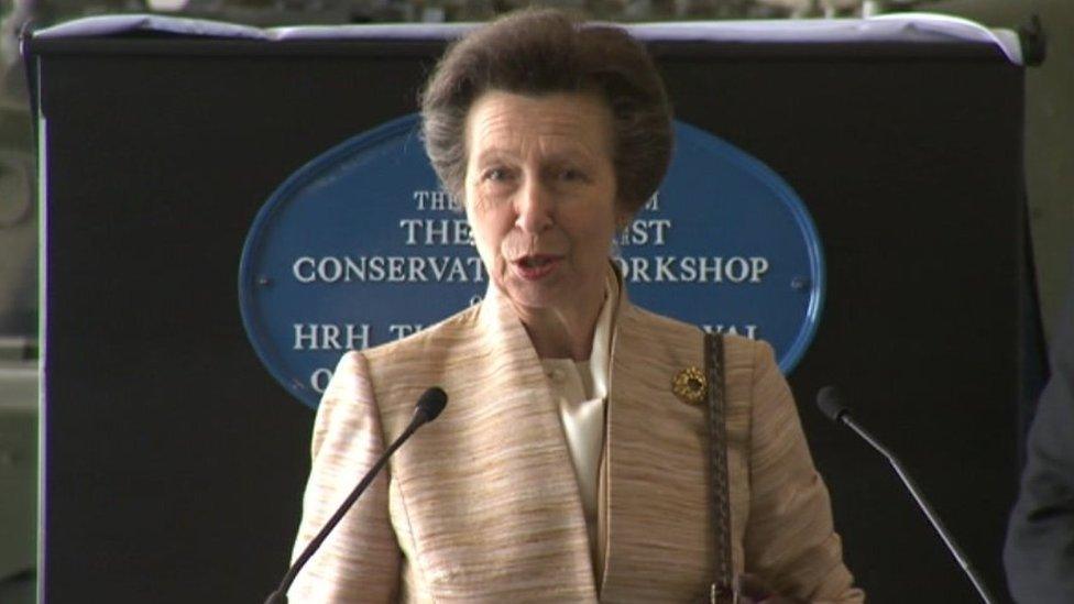 Princess Anne officially opening the workshop