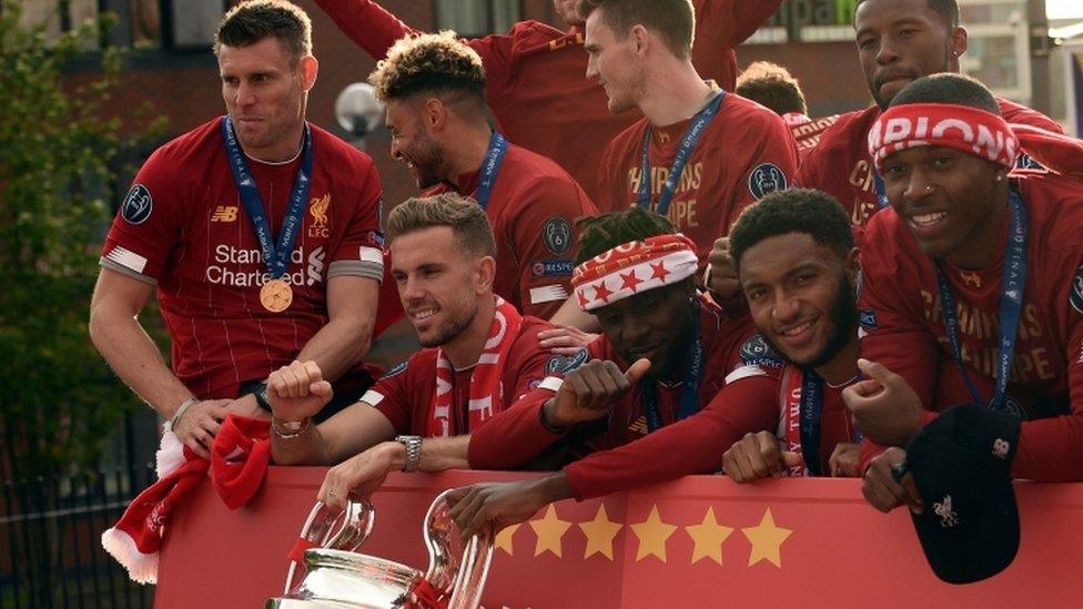 James Milner, Jordan Henderson, Divock Origi, Joe Gomez and Daniel Sturridge