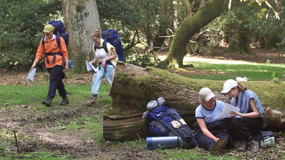 Duke of Edinburgh award participants trek through the New Forest