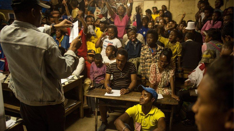 electoral officials count votes in the capital Antananarivo