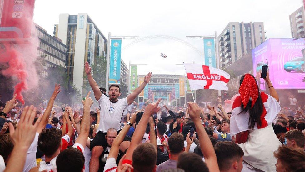 Fans outside Wembley