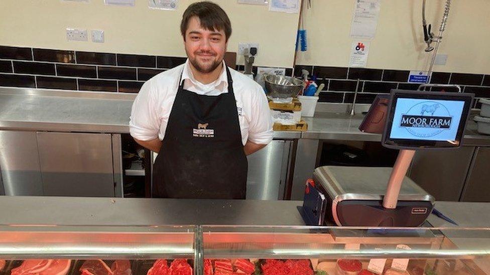 Nathan Goodliffe on the butchery counter