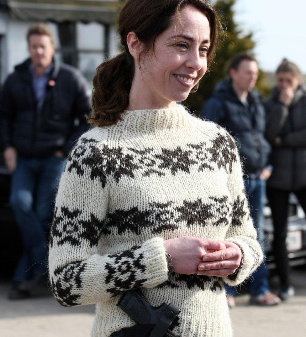 The Killing actress Sofie Grabol on set in 2012