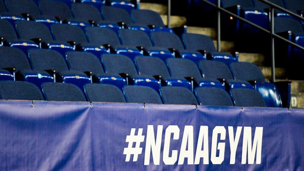 Photo of a NCAA gymnastics competition