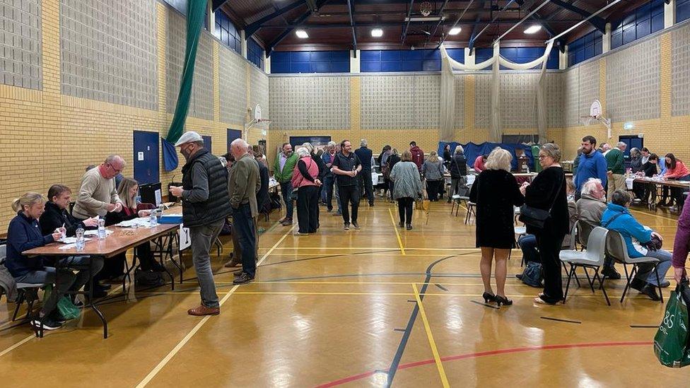 People gathered for vote counting