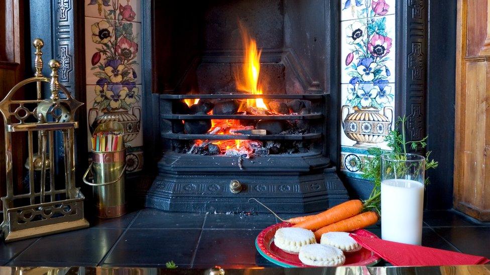 Mince pie and food left by the fire