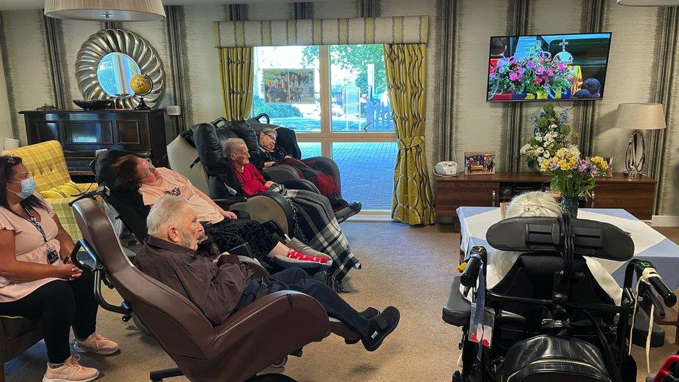 People watching in a care home