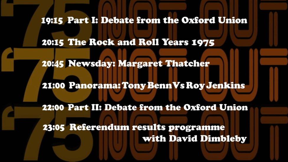 The running order for 75 Not Out