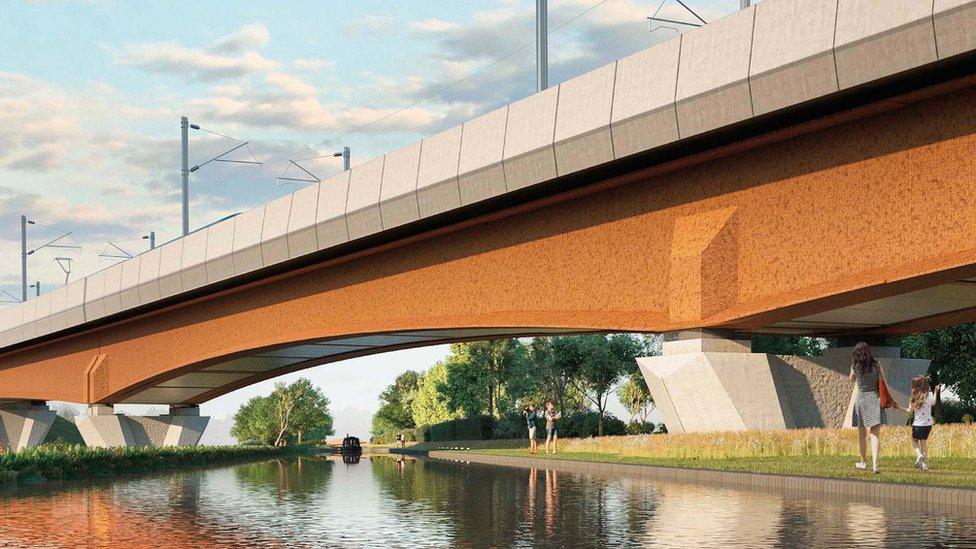 Artist impression of Birmingham and Fazeley Canal Viaduct - view from NW