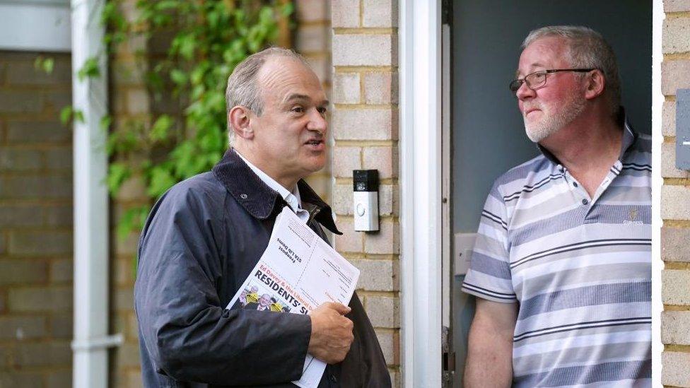 Lib Dem leader Sir Ed Davey speaks to residents in Ampthill, as he kick-starts the campaign in Mid-Bedfordshire