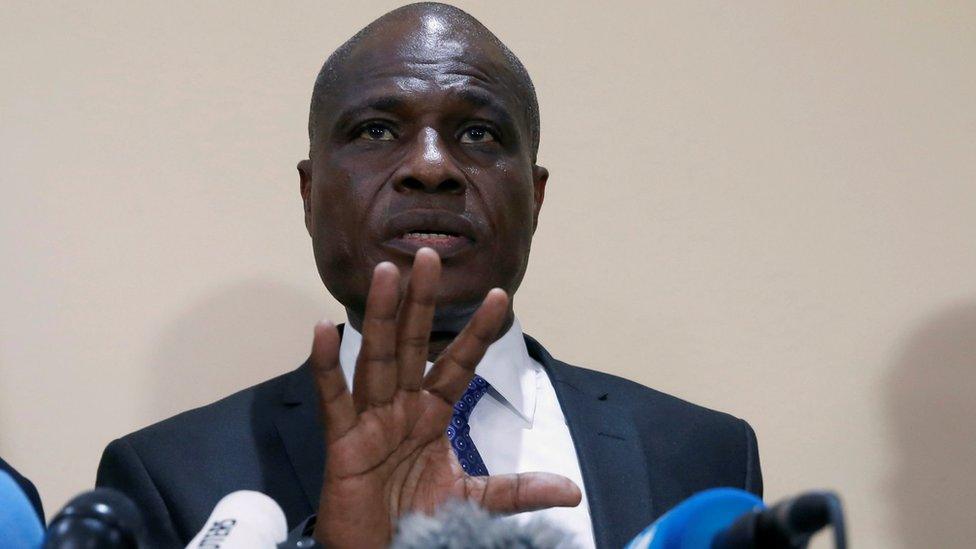 Martin Fayulu, Congolese joint opposition presidential candidate, speaks during a press conference in Kinshasa, Democratic Republic of Congo, 8 January 2019