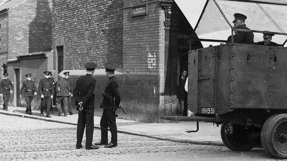 Police officers on the streets in Belfast in 1930