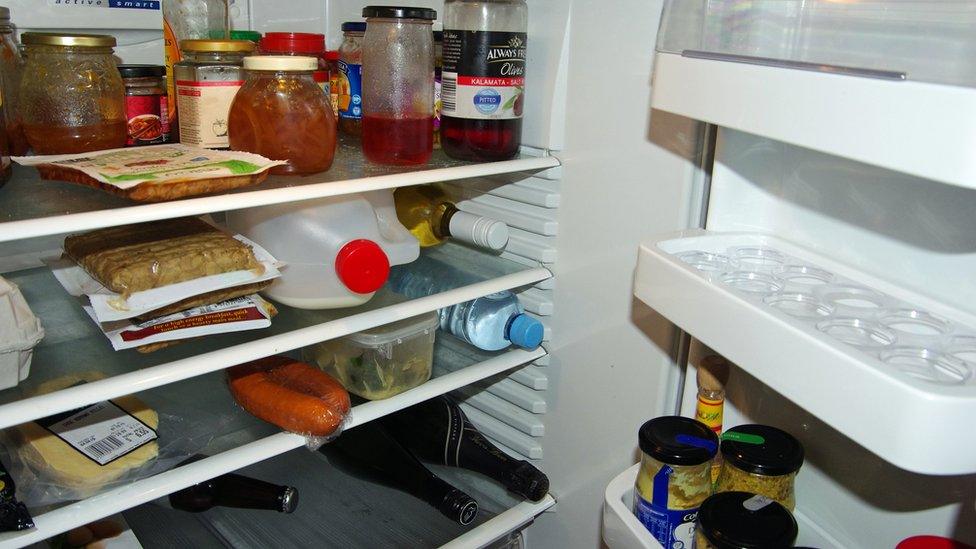 Inside a fridge