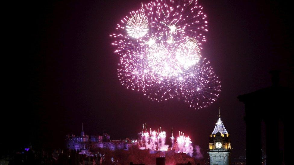 Fireworks light up the sky at Hogmanay celebrations in Edinburgh