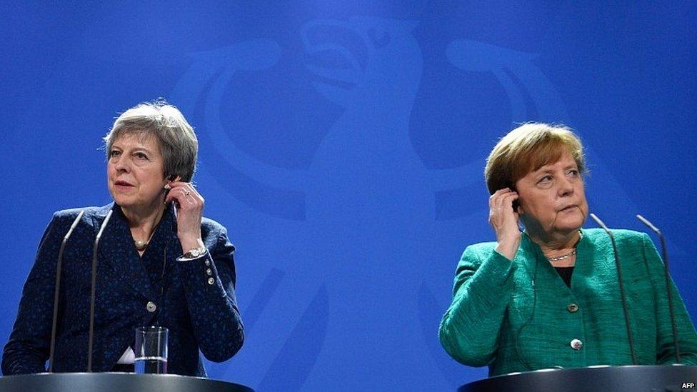 Theresa May and Angela Merkel