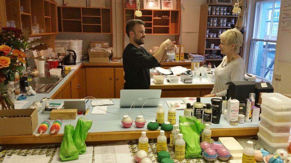 Two Lush senior employees in the development kitchen