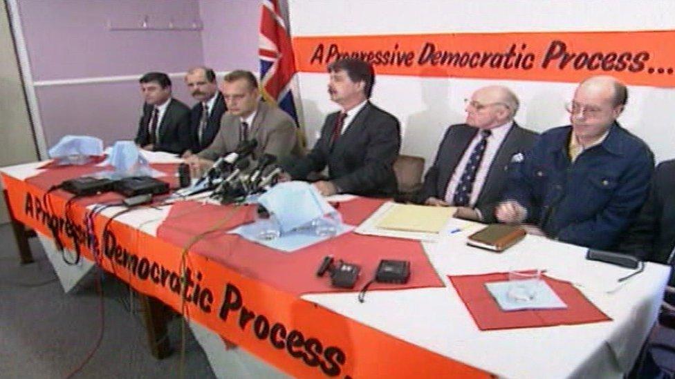 Press conference to announce the loyalist ceasefire in October 1994