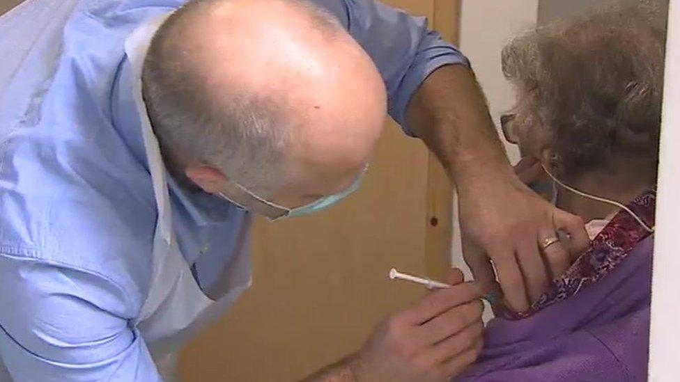 Vaccination at a clinic in Porthcawl