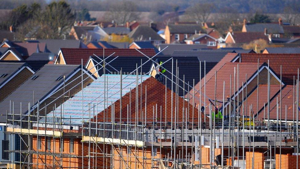 General view of houses being built