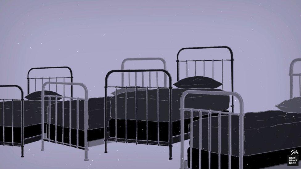 Animation showing hospital beds