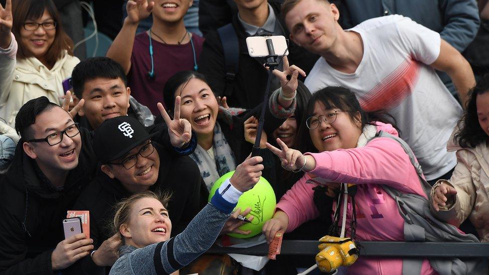 Vera Zvonareva taking a selfie