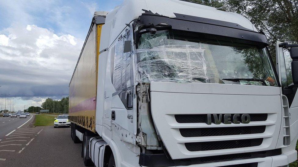 Damaged lorry