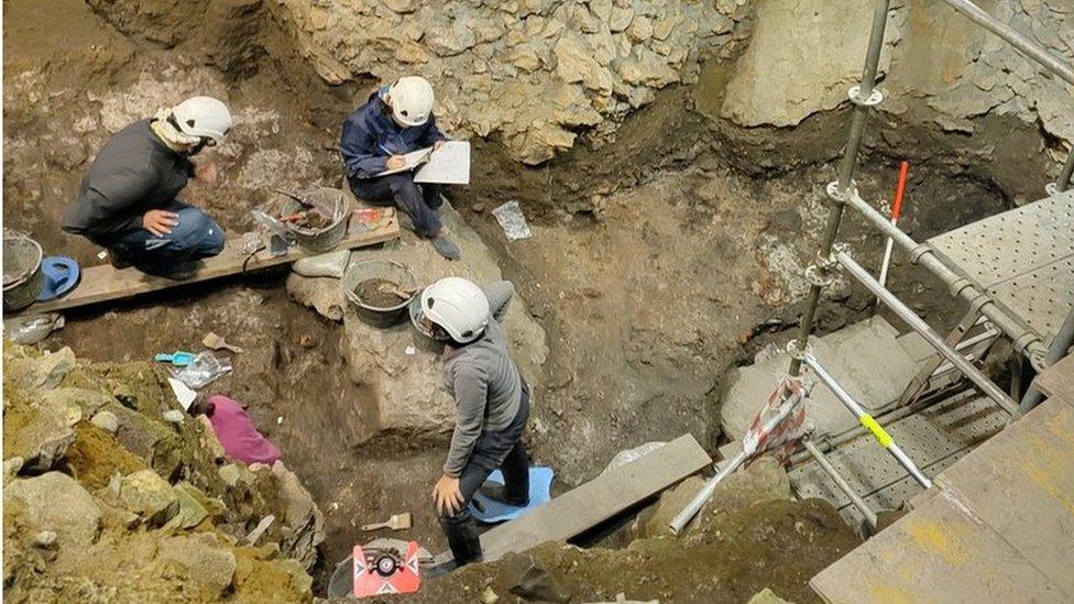 Scientists at the archaeological site