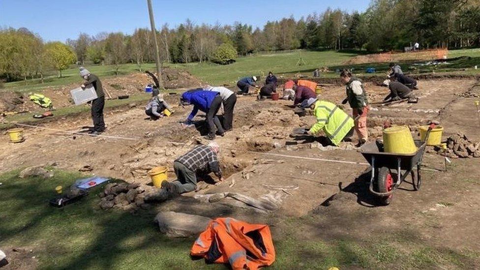 Trenches at dig site