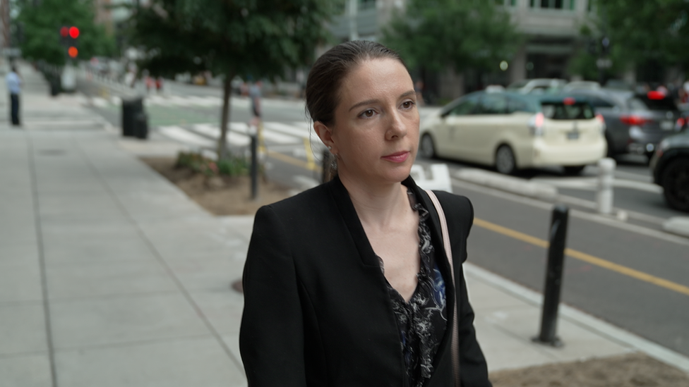 Julie Millsap, pictured walking down the street in the US