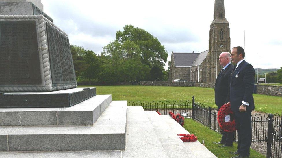 Chief Minister Howard Quayle and Treasury Minister Alfred Cannan at the national war memorial