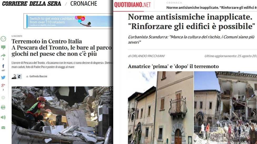 Italian newspaper front pages