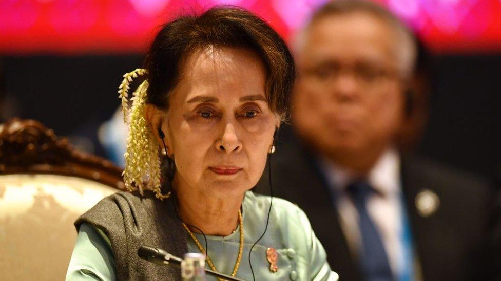 Aung San Suu Kyi at a conference in 2019