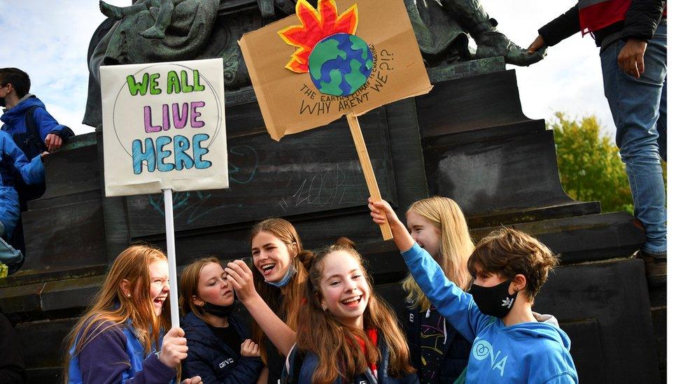 Demonstrators at the climate march