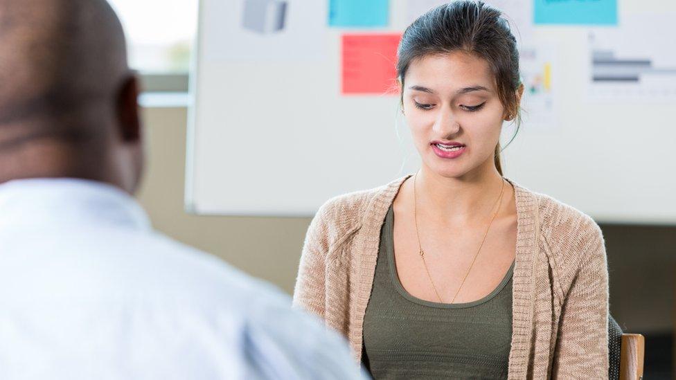 Woman talking about her mental health