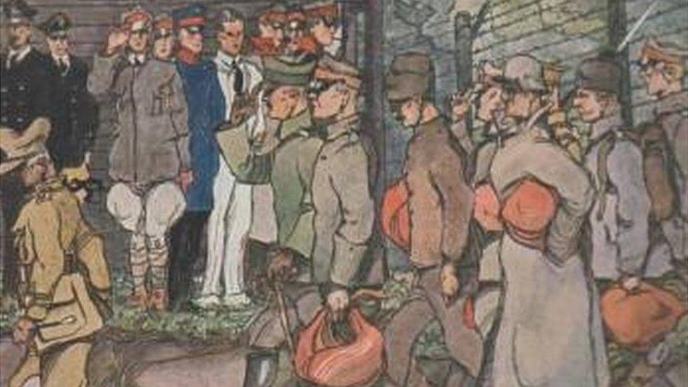 A sketch from the German prisoner of war book