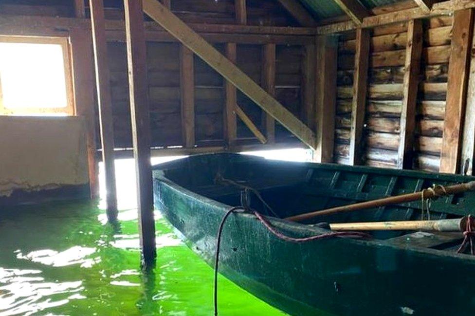 Boat in boathouse